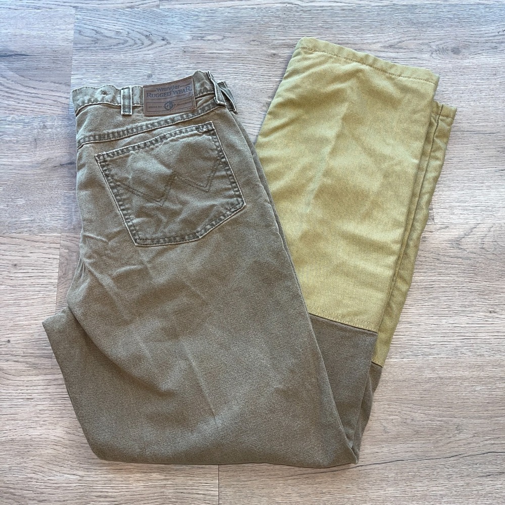VTG Wrangler Rugged Wear Mens Field Hunting Pants Tan Brown Canvas Upland